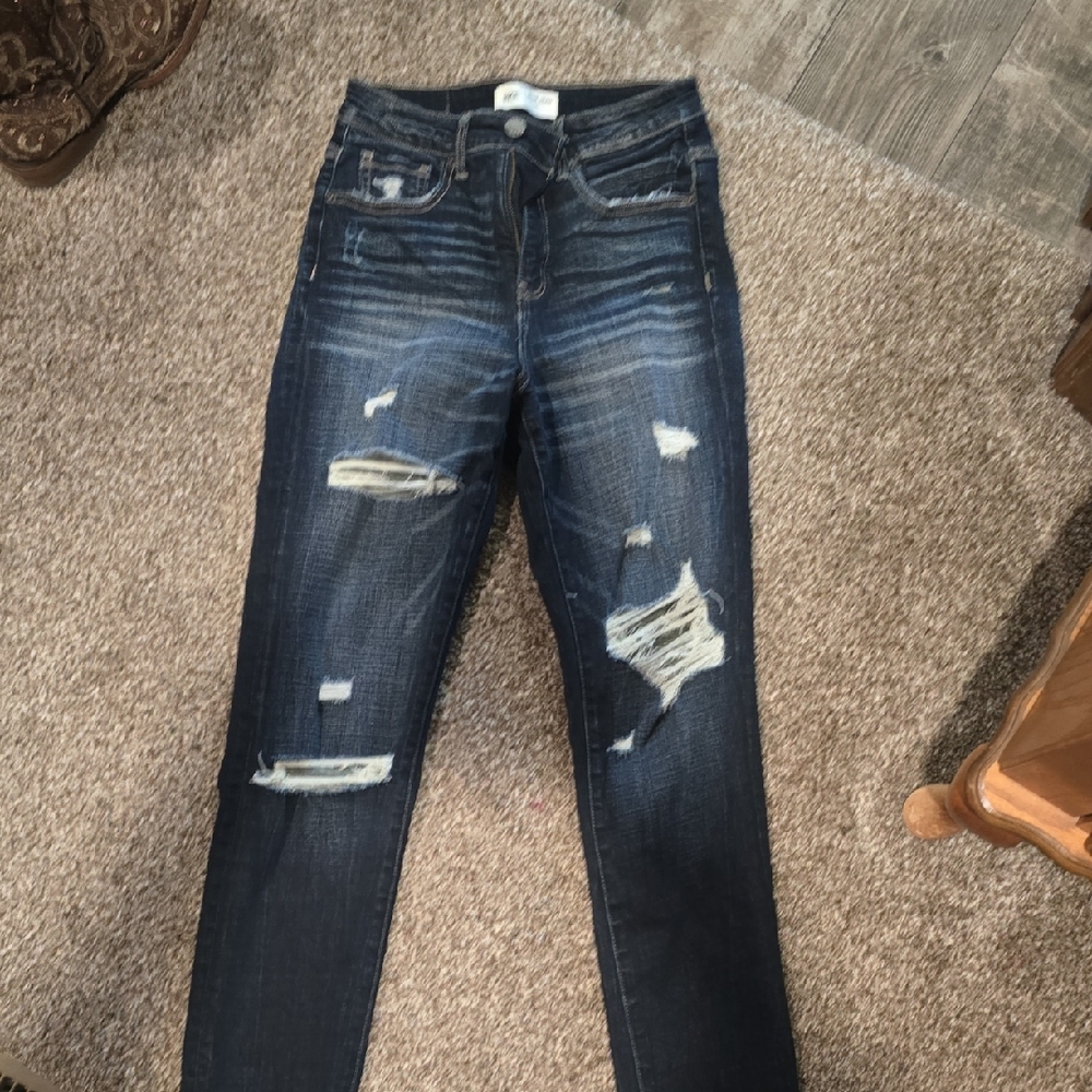 BKE Dark Blue Distressed Skinny Jeans